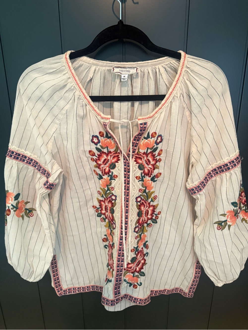 🌺 Johnny Was Women’s Juliene Peasant Blouse Bohemian Cottagecore - Size M